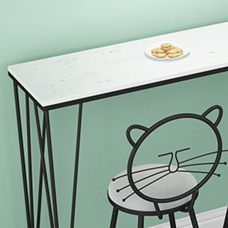 Mesa de comedor con tapa de piedra, mesa de comedor industrial con 4 patas negras