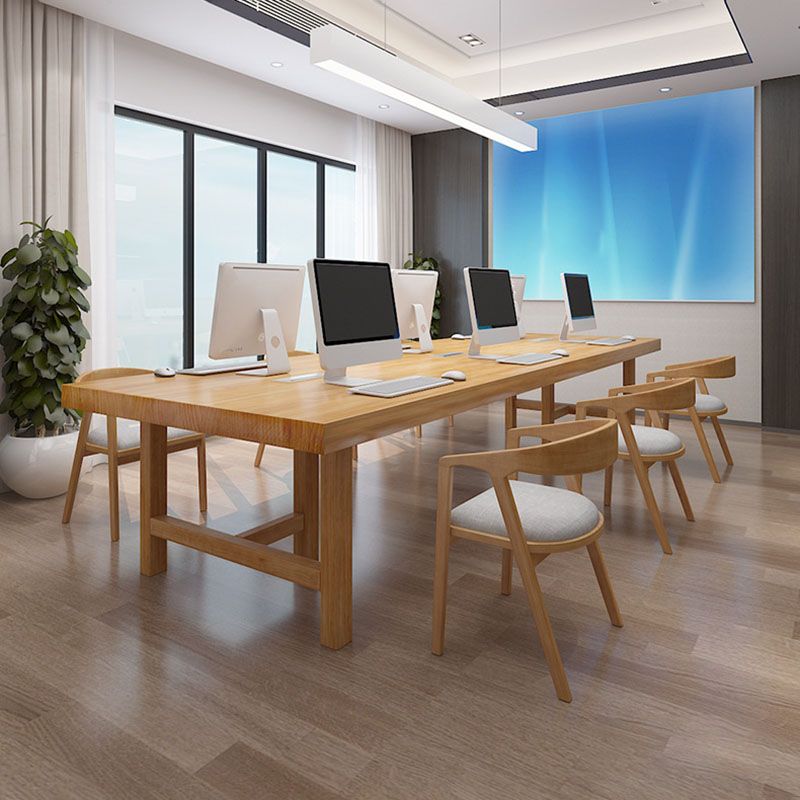 Pine Wood Top Dining Table Traditional Luxury Table with Solid Wood Sled Base Clearhalo 'Dining Tables & Seating' 'Dining Tables' 'dining_table' 'furn' 'furn_dining_table' 'Furniture' 'furniture_dining_table' 'Kitchen & Dining Furniture' 'kitchen' 'kitchen_dining_table' 1200x1200_e0bcda49-1350-4dad-8e77-167923d79c13