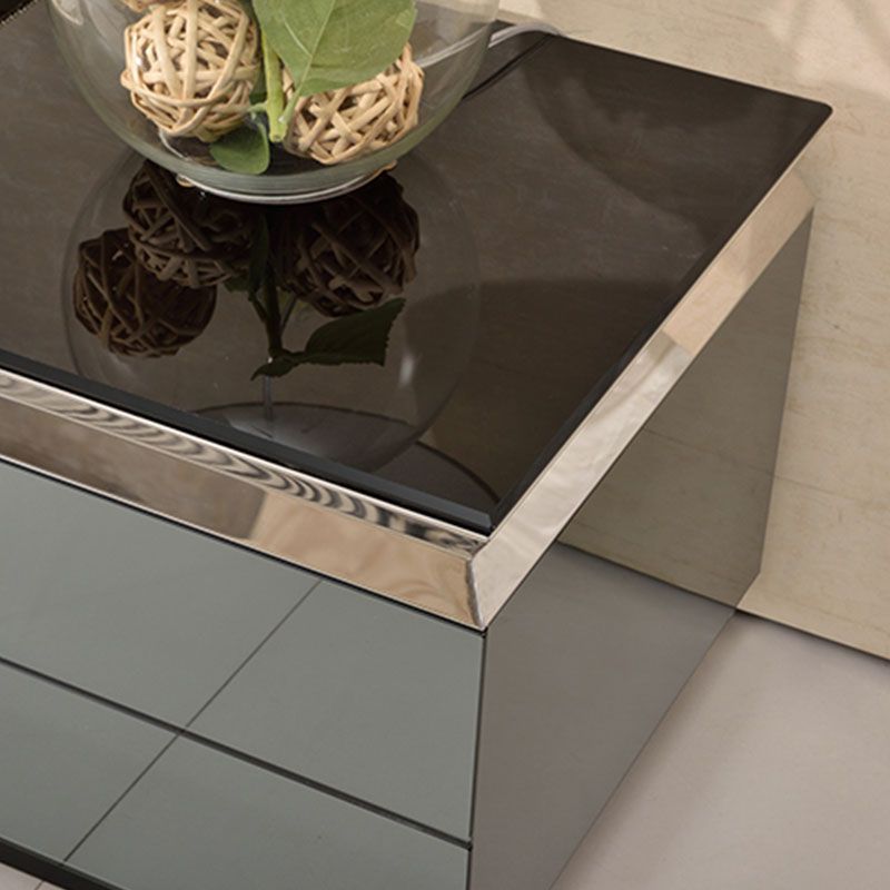 Glam Glass TV Stand Console 2 Lades Media Console TV Stand