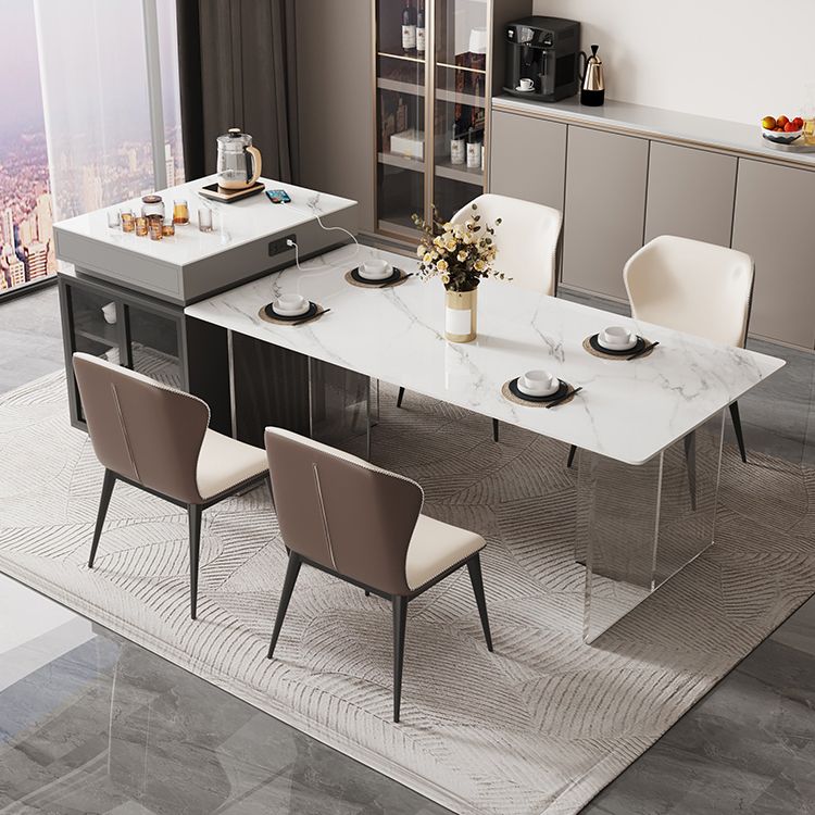 Mesa de comedor de piedra sinterizada, mesa con pedestal doble para cocina, comedor