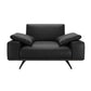 Leather Sofa in Black Stain Resistant Living Room Seating with Pillows