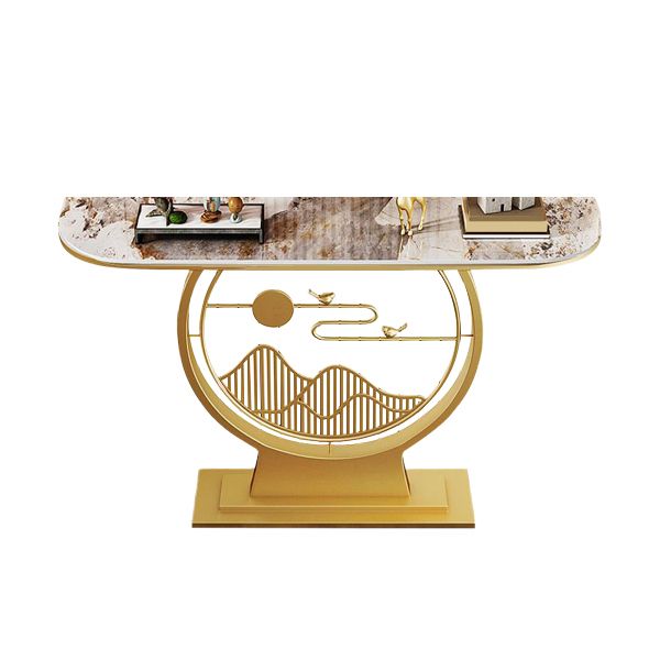 Sofá de consola Glam Stone Mesa Half Moon Iron Accent Table para Hall