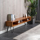 17,72 "H TV Stand Scandinavian Brown Open Storage TV Console per soggiorno