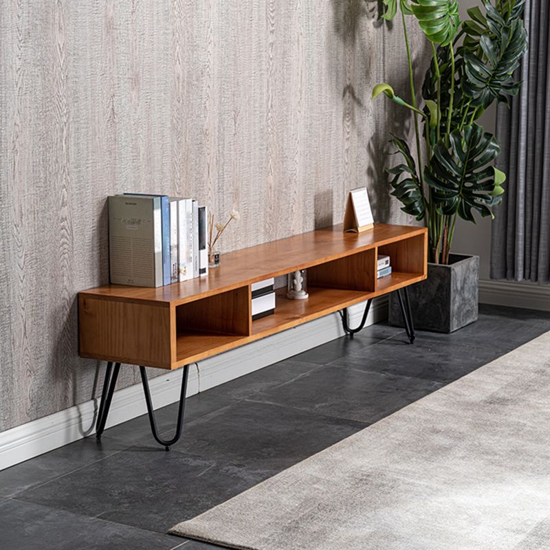 17,72 "H TV Stand Scandinavian Brown Open Storage TV Console per soggiorno