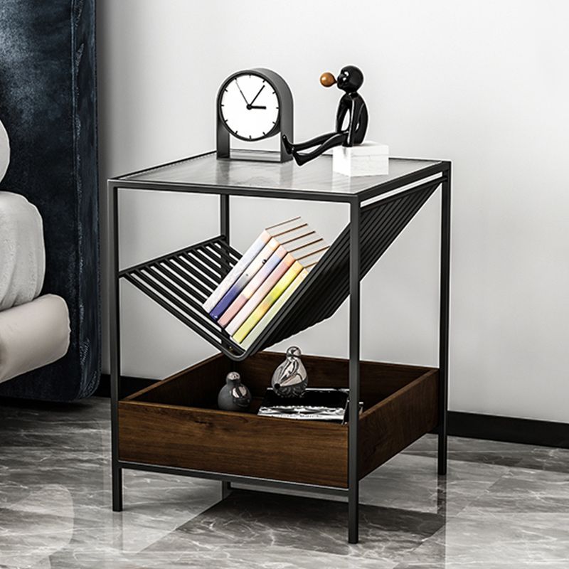 23 pouces H Nightand Open Rangement en verre étagère en verre incluse avec des jambes avec les jambes