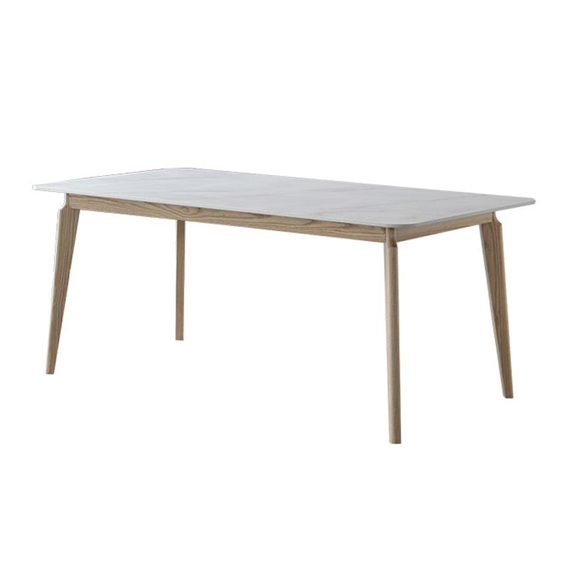 Mesa de comedor rectangular Mesa blanca fija con tapa de piedra sinterizada