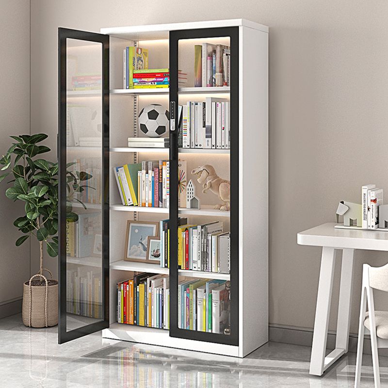 Modern Metal Storage Cabinet Glass Doors Display Cabinet with Lighting Clearhalo 'Display & China Cabinets' 'display_china_cabinets' 'furn' 'furn_display_china_cabinets' 'Furniture' 'Kitchen & Dining Furniture' 1200x1200_e0c7bb0e-2a35-4526-aef9-c38ad2f21540