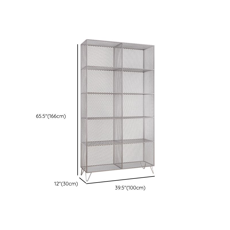 Metal Closed Back Standard Bookshelf Shelves Included Bookcase in Silver