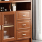 Modern Accent Cabinet with 3 Drawers and Bar Pulls Glass Doors