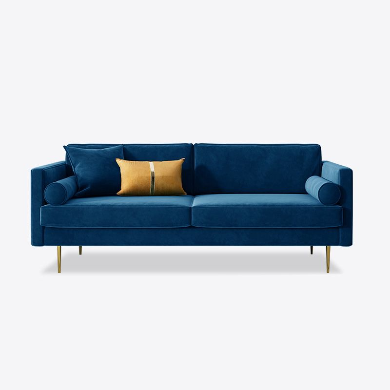 Mid-Century Modern Velvet Loose Back Sofa 31.5" H Square Arm Settee Clearhalo 'furn' 'furn_sofas' 'Furniture' 'furniture_sofas' 'kitchen' 'kitchen_sofas' 'Living Room Furniture' 'Sofa' 'sofas' 1200x1200_e0ca888e-1f6c-4a29-ae4e-d57e130c2be5