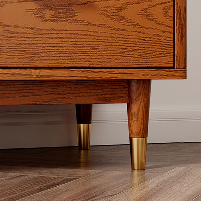 Scheda laterale in legno massiccio contemporaneo con armadi e cassetti