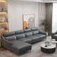 Genuine Leather Sectional Sofa,110" L Sloped Arms Stationary Sectional Sofa
