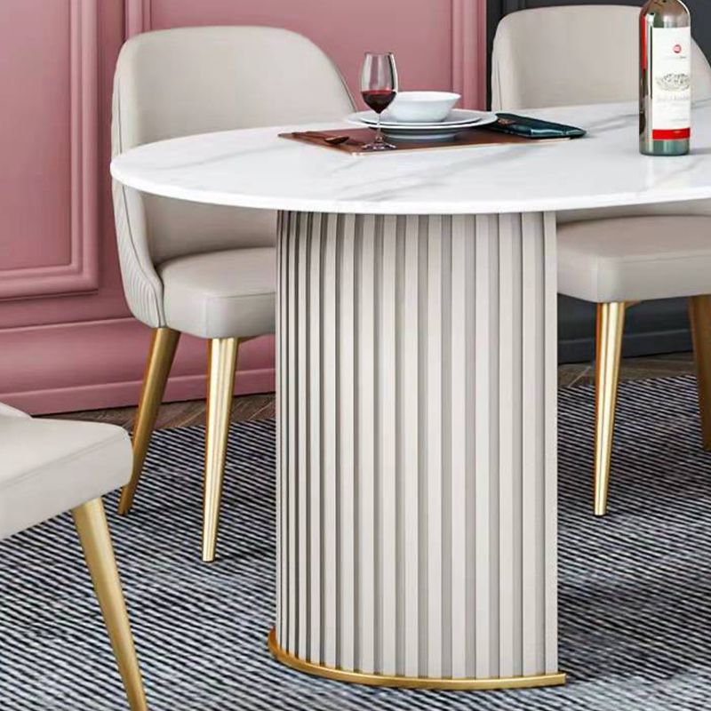 Oval Sintered Stone Dining Table Traditional Luxury Double Pedestal Table Clearhalo 'Dining Tables & Seating' 'Dining Tables' 'dining_table' 'furn' 'furn_dining_table' 'Furniture' 'furniture_dining_table' 'Kitchen & Dining Furniture' 'kitchen' 'kitchen_dining_table' 1200x1200_e0ccd201-6fc8-4e00-8719-fc1179a2c7ee