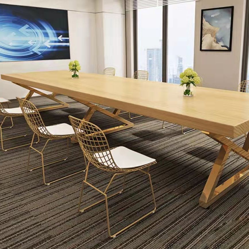 Pine Wood Rectangular Desk Industrial Office Desk with Metal Base Clearhalo 'furn' 'furn_office_desk' 'Furniture' 'Office Desks' 'Office Furniture' 'office_desk' 1200x1200_e0cd1231-2072-4150-8a93-09d7d3f89cc2