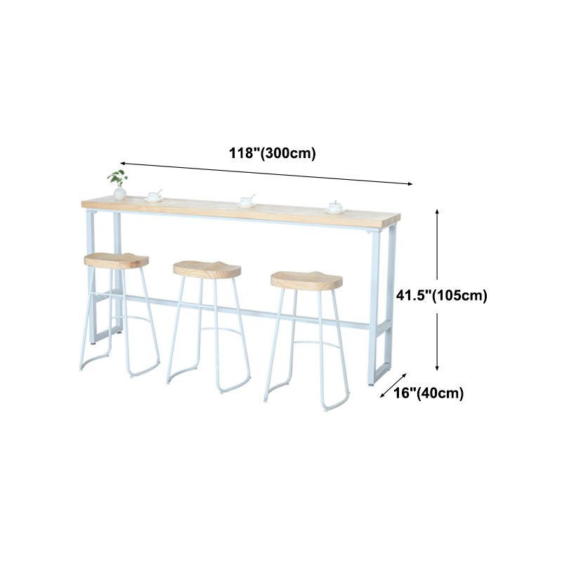 Modern Rectangle Bar Table Wood Bar Height Table with Iron Base in White, Only Table Clearhalo 'Bar Furniture' 'Bar Tables' 'bar_tables' 'furn' 'furn_bar_tables' 'Furniture' 'furniture_bar_tables' 'Kitchen & Dining Furniture' 'kitchen&dining_furn' 'kitchen' 1200x1200_e0cece25-0055-42a7-bafa-b83cd9eb02de
