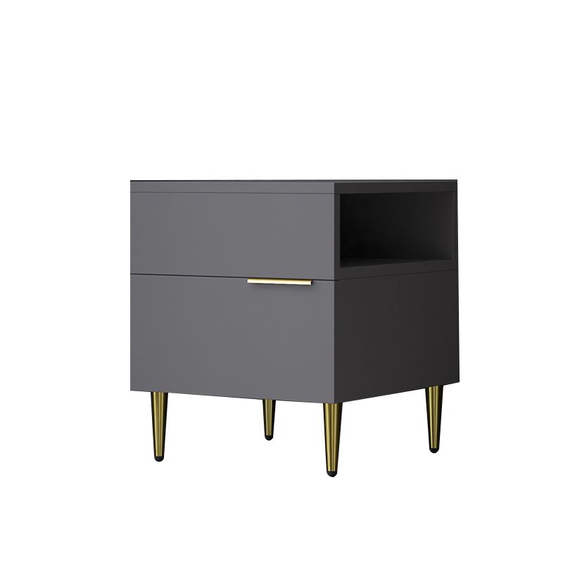 Mesa de noche de madera de imitación glamorosa de 18 pulgadas H Mesa de 1 cortavadora en gris/blanco