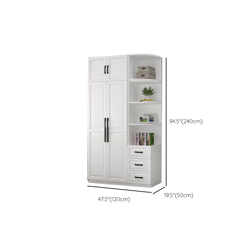 Freestanding Wood Frame Wardrobe Modern Hinged Soft Close Doors Wardrobe and Drawers Clearhalo 'Armoires & Wardrobes' 'armoires_wardrobes' 'Bedroom Furniture' 'furn' 'furn_armoires_wardrobes' 'Furniture' 1200x1200_e0d18aab-8a68-4a48-a86e-80a8aacfafa9