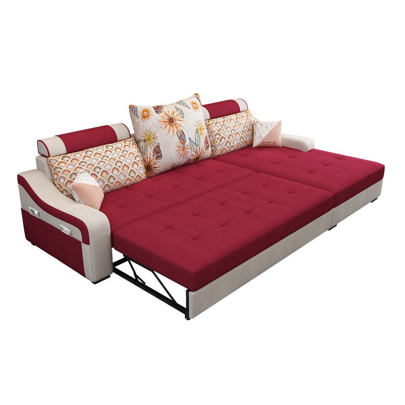 Contemporary Linen L-Shape Sloped Arms Furniture Sectionals for 3 People