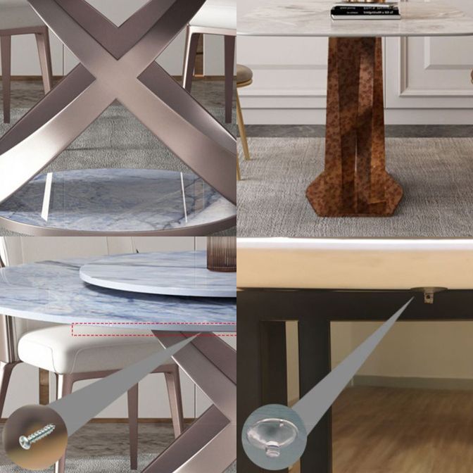 Mesa de comedor de piedra sinterizada redonda muebles modernos con base de pedestal en acabado mate