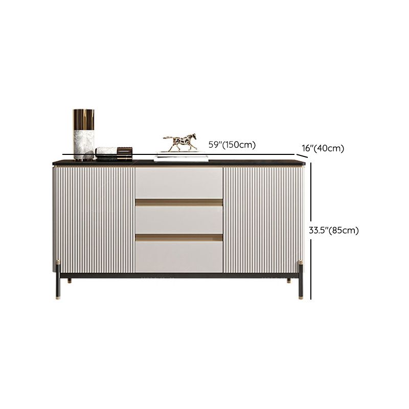Glam Style Credenza Stone Buffet Stand with Cabinets and Drawers Clearhalo 'buffet_sideboard' 'Buffets & Sideboards' 'furn' 'furn_buffet_sideboard' 'Furniture' 'Kitchen & Dining Furniture' 1200x1200_e0d5565a-a39c-4c7f-a1ed-ee0f02ab8c0a