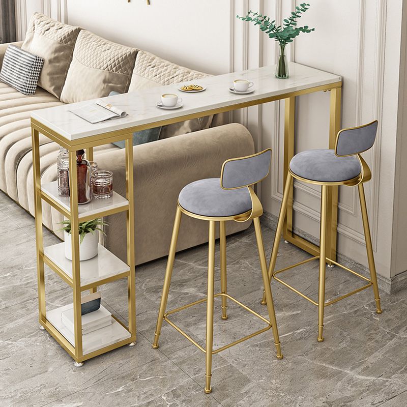 Glam Style Bar Table 42-inch Height Artificial Marble Top Bistro Table Clearhalo 'Bar Furniture' 'Bar Tables' 'bar_tables' 'furn' 'furn_bar_tables' 'Furniture' 'furniture_bar_tables' 'Kitchen & Dining Furniture' 1200x1200_e0d5c2c2-6df4-4916-9a33-96391400c1f6