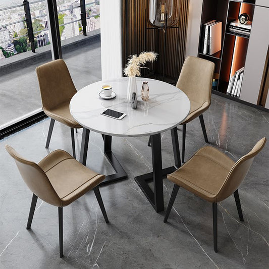 Glam Round 31 inch Dining Table Standard Sintered Stone Dining Table with for Kitchen
