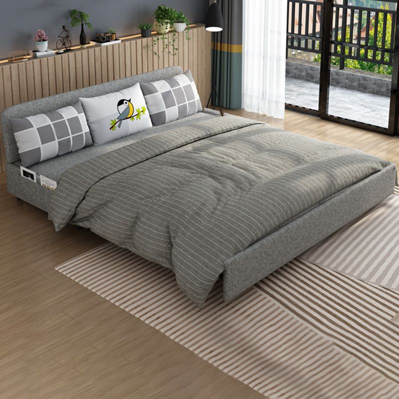 Contemporary Armless Cotton Blend Sofa Bed in Grey with Storage Clearhalo 'furn' 'furn_sofas' 'Furniture' 'furniture_sofas' 'Living Room Furniture' 'Sofa' 'sofas' 1200x1200_e0d72f42-7302-4baf-9a54-c28f9bec6ef3