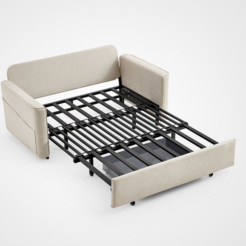 Faux Leather Sofa Bed with 2 Pillows Contemporary Seating 2 Seater