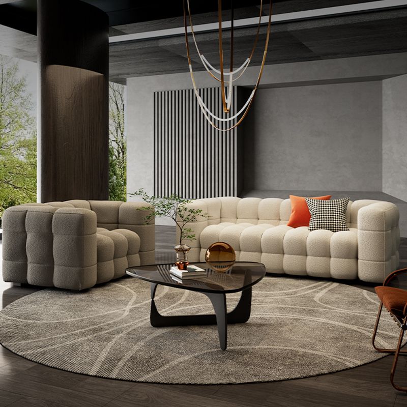 Canapé-lit scandinave de 40 "de large siège en tissu blanc avec oreillers