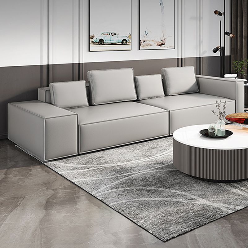 Stain-Resistant Stationary Faux Leather Sofa Living Room Square Arm Couch Clearhalo 'furn' 'furn_sofas' 'Furniture' 'furniture_sofas' 'Living Room Furniture' 'Sofa' 'sofas' 1200x1200_e0da4c7c-ee1b-4b94-a632-f56a7853e88f