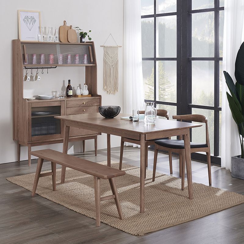 Rectangle Ash Wood Table in Nature/Walnut Modern Dining Table with 4 Legs for Restaurant Clearhalo ' dining_table' 'Dining Tables & Seating' 'Dining Tables' 'furn' 'furn_dining_table' 'Furniture' 'furniture_dining_table' 'Kitchen & Dining Furniture' 'kitchen&dining_furn' 'kitchen' 'kitchen_dining_table' 1200x1200_e0db071a-5b31-4cd7-adef-22661dfcf1c9
