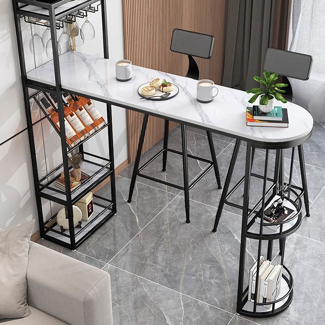 Tavolo da pub a forma irregolare in pietra sinterizzato tavolo da bistrot di bistrot lussuoso con doppio piedistallo