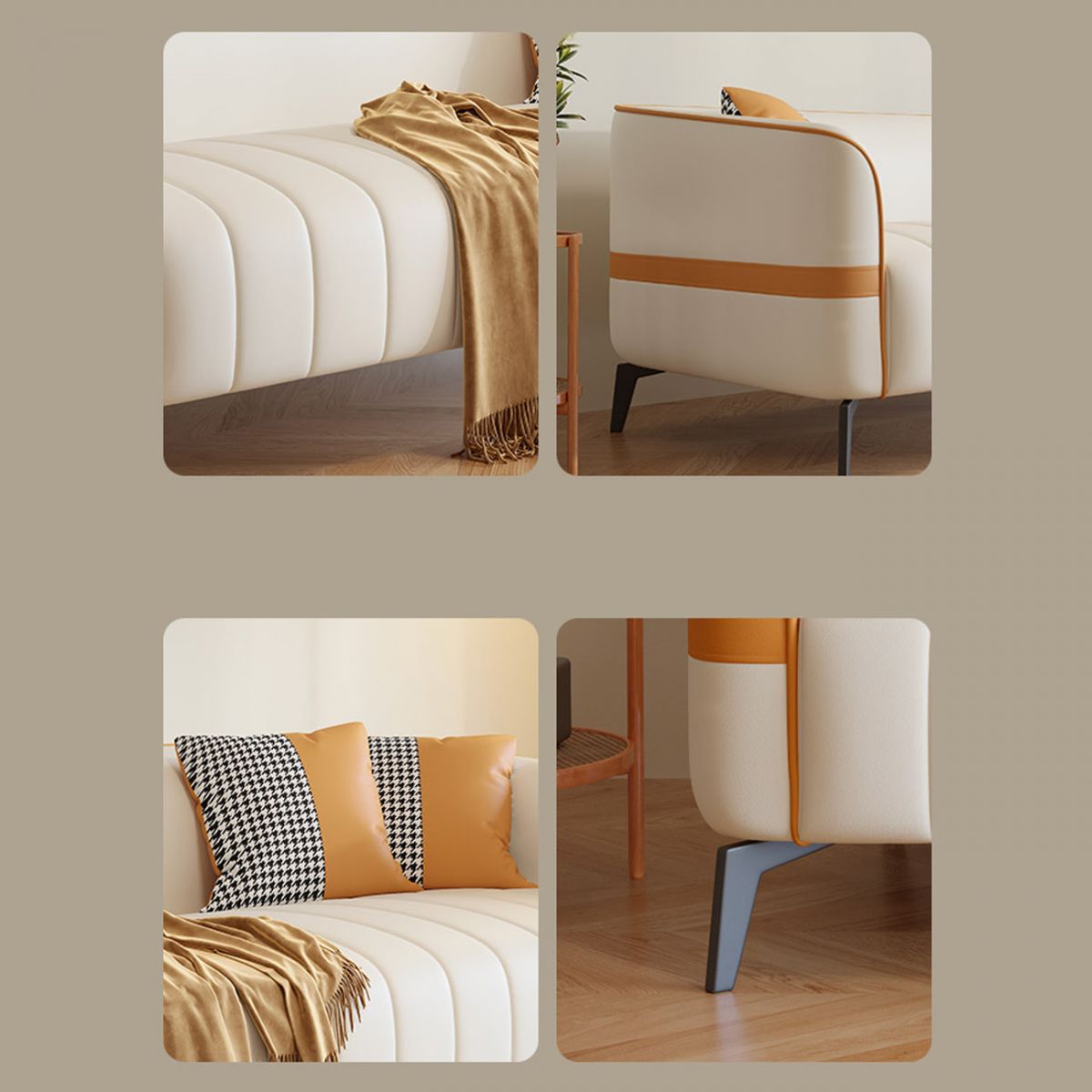 Contemporain 25,59 "H FAUX CUIR Tuxedo ARM SOFA pour le salon