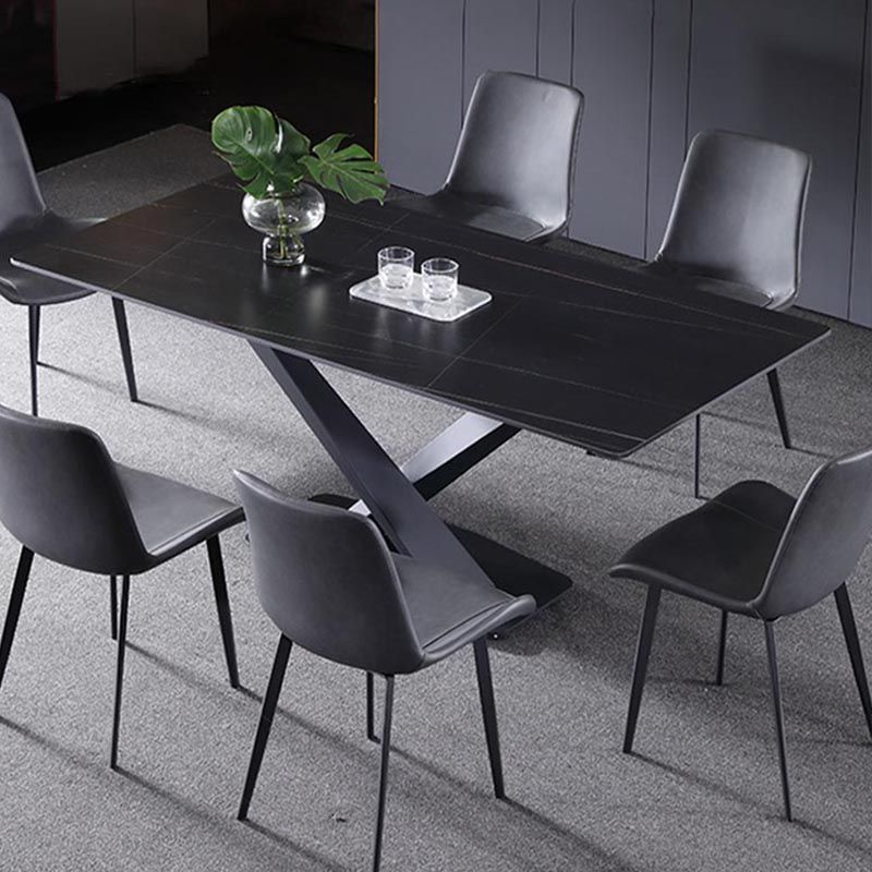 Mesa de comedor de piedra simple mesa de comedor de metal para sala de estar