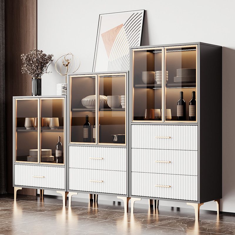 Contemporary Display Stand Faux Wood Storage Cabinet for Dining Room