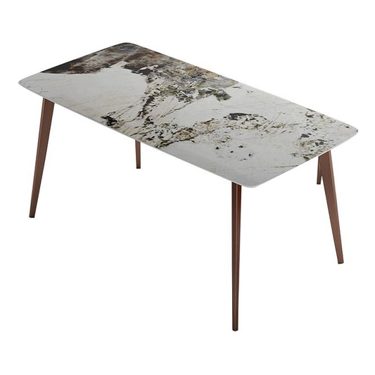 Modern Kitchen Standard Dining Table Rectangle Sintered Stone Top Dining Table with 4 Legs Base