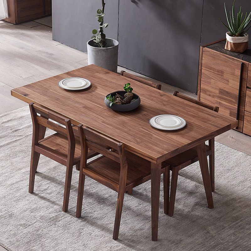 Traditional Style Solid Wood Dining Room Set with Walnut Table and 4 Legs Base Clearhalo 'Dining Room Sets' 'Dining Tables & Seating' 'dining_room_set' 'furn' 'furn_dining_room_set' 'Furniture' 'furniture_dining_room_set' 'Kitchen & Dining Furniture' 'kitchen&dining_furn' 'kitchen' 1200x1200_e0e28a6c-2aaf-4063-9c5a-8f9233e0f7ab