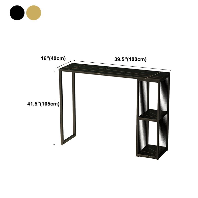 Glam Style Black Bar Table Faux Marble Top Rectangle Indoor Bistro Table Clearhalo 'Bar Furniture' 'Bar Tables' 'bar_tables' 'furn' 'furn_bar_tables' 'Furniture' 'furniture_bar_tables' 'Kitchen & Dining Furniture' 'kitchen&dining_furn' 'kitchen' 1200x1200_e0e29945-b96e-4f32-851d-042f729ee60d