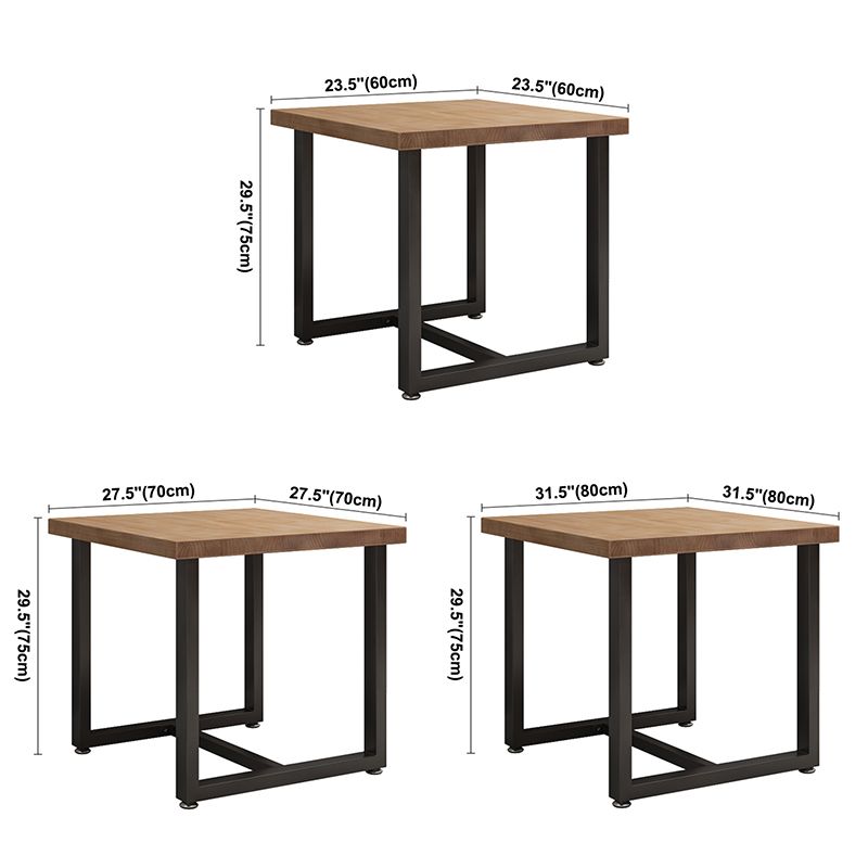Industrial Solid Wood Dining Table Square Table in Brown with Metal Trestle Base Clearhalo ' dining_table' 'Dining Tables & Seating' 'Dining Tables' 'furn' 'furn_dining_table' 'Furniture' 'furniture_dining_table' 'Kitchen & Dining Furniture' 'kitchen&dining_furn' 'kitchen' 'kitchen_dining_table' 1200x1200_e0e35566-e41f-42de-9662-1c1020baf748