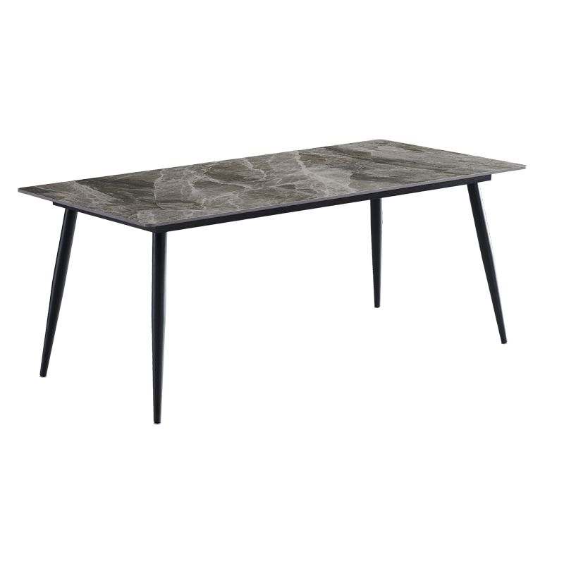 Metal Industrial Rectangle Dining Table Sintered Stone Top Indoor Table with Black Legs Clearhalo 'Dining Tables & Seating' 'Dining Tables' 'dining_table' 'furn' 'furn_dining_table' 'Furniture' 'furniture_dining_table' 'Kitchen & Dining Furniture' 'kitchen' 'kitchen_dining_table' 1200x1200_e0e49d0e-8e23-44b2-a945-b4995225f755