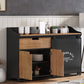 1 Drawer Sideboard Table 3 Door Engineered Wood Credenza with Sliding Door