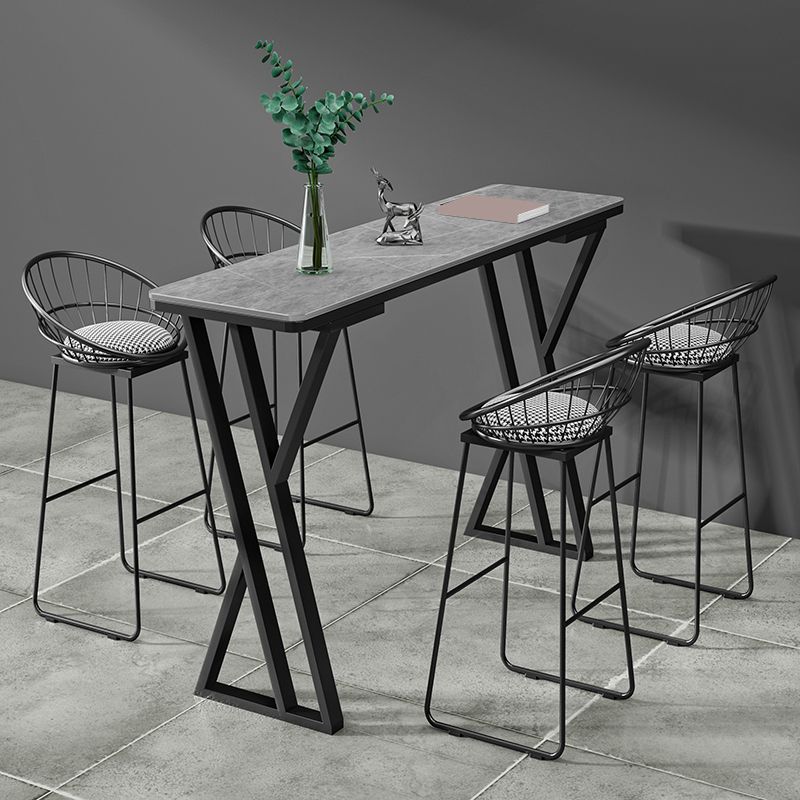 Modern Style Bistro Bar Table Rectangle Stone Top Bar Table for Dining Room Clearhalo 'Bar Furniture' 'Bar Tables' 'bar_tables' 'furn' 'furn_bar_tables' 'Furniture' 'Kitchen & Dining Furniture' 1200x1200_e0e71412-c0ff-4511-a440-96bb5a7bab8f