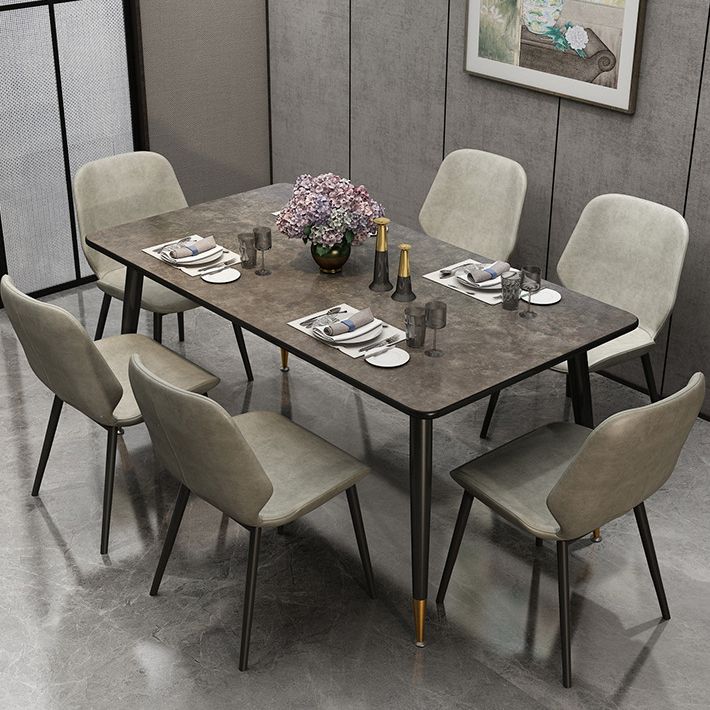 Metal Industrial Rectangle Table Sintered Stone Table for Kitchen and Dining Room Clearhalo ' dining_table' 'Dining Tables & Seating' 'Dining Tables' 'furn' 'furn_dining_table' 'Furniture' 'furniture_dining_table' 'Kitchen & Dining Furniture' 'kitchen&dining_furn' 'kitchen' 'kitchen_dining_table' 1200x1200_e0ea3292-f4ff-4b7c-8d16-4279ed49c527
