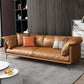 Pillow Top Arm Sofa Faux Leather Down Fill Cushions Sofa in Orange Clearhalo 'furn' 'furn_sofas' 'Furniture' 'Living Room Furniture' 'Sofa' 'sofas' 1200x1200_e0ea4542-940f-4502-902f-8c8346843dfc