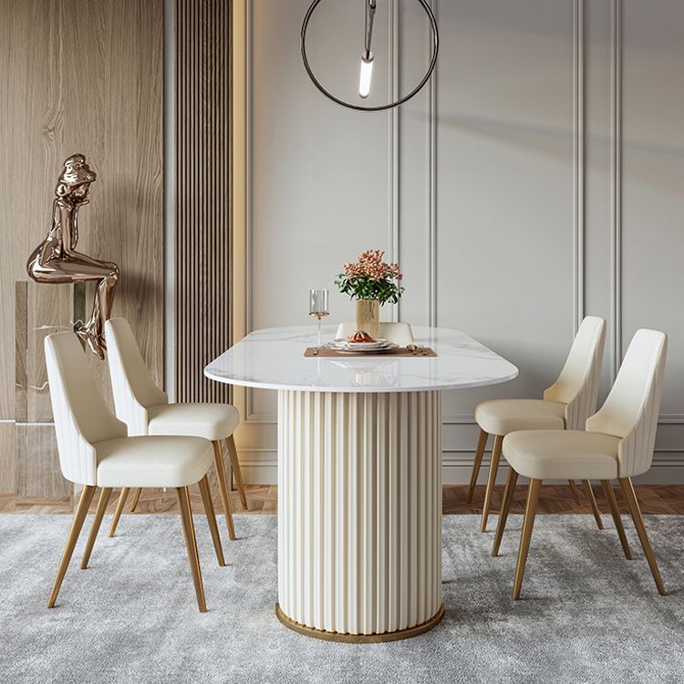 Metal Contemporary Free Form Indoor Table Sintered Stone Table for Dining Room Clearhalo ' dining_table' 'Dining Tables & Seating' 'Dining Tables' 'furn' 'furn_dining_table' 'Furniture' 'furniture_dining_table' 'Kitchen & Dining Furniture' 'kitchen&dining_furn' 'kitchen' 'kitchen_dining_table' 1200x1200_e0ebe91e-836c-4740-a68d-1be908119434