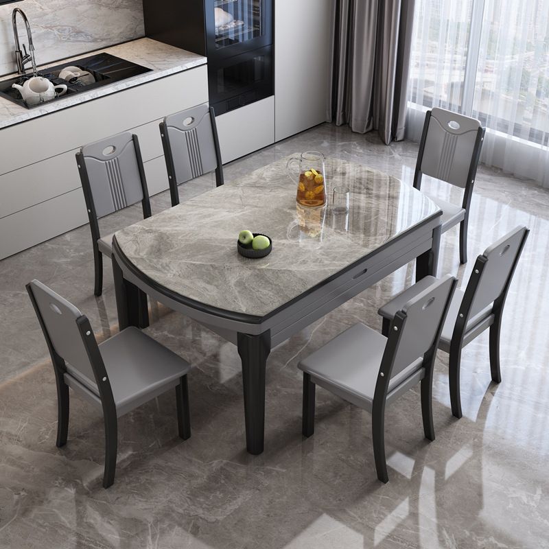 Round Sintered Stone Dining Table Modern Extendable Furniture with 4 Legs for Apartment Clearhalo 'Dining Tables & Seating' 'Dining Tables' 'dining_table' 'furn' 'furn_dining_table' 'Furniture' 'Kitchen & Dining Furniture' 1200x1200_e0ec9b0a-7a78-4fe1-a283-03c3cb321c86