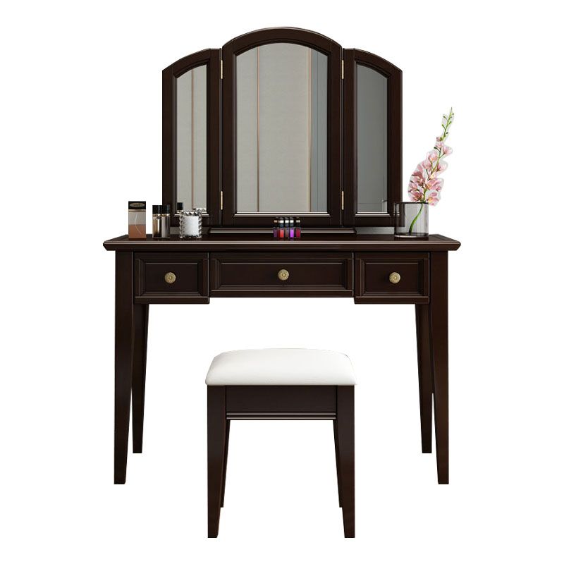 Traditional Solid Wood Vanity Makeup Table Set 3-Drawer Dressing Table Clearhalo 'Bedroom Furniture' 'furn' 'furn_makeup_vanities' 'Furniture' 'Makeup Vanities' 'makeup_vanities' 1200x1200_e0ed2757-1a96-4f77-b099-cd95ff055cba