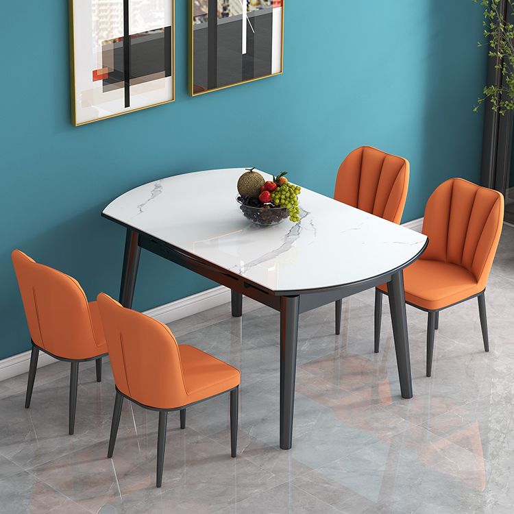 Modern Style Sintered Stone Dining Table Round Drop-Leaf Table with Wooden Base Clearhalo ' dining_table' 'Dining Tables & Seating' 'Dining Tables' 'furn' 'furn_dining_table' 'Furniture' 'furniture_dining_table' 'Kitchen & Dining Furniture' 'kitchen&dining_furn' 'kitchen' 'kitchen_dining_table' 1200x1200_e0eee7e3-a184-43e2-859e-e9a78676cd2f