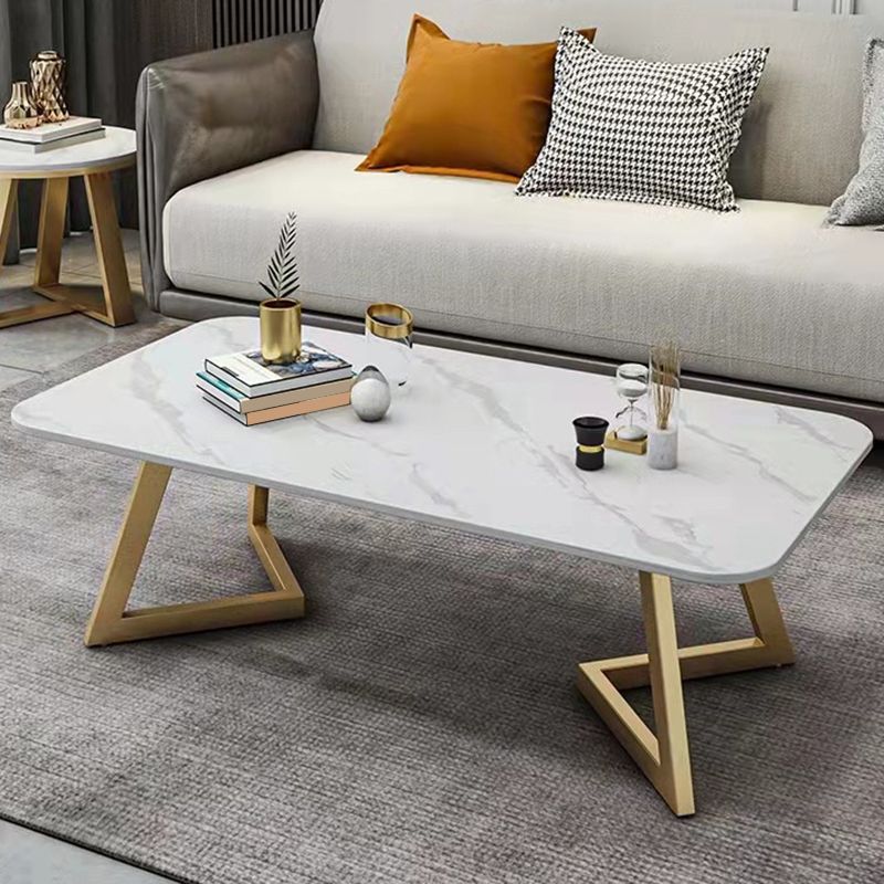 Glam Style Rectangle Slate Coffee Table 17.7"H Iron Sled Cocktail Table Clearhalo 'Coffee & Accent Tables' 'Coffee Tables' 'coffee_tables' 'furn' 'furn_coffee_tables' 'Furniture' 'Living Room Furniture' 1200x1200_e0ef05cb-2338-4615-810a-39b60c664884