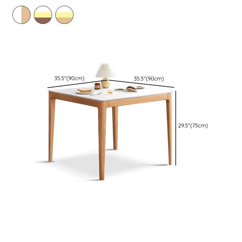 Modern Square White Stone Tabletop Dining Table with 4 Oak Legs Clearhalo 'Dining Tables & Seating' 'Dining Tables' 'dining_table' 'furn' 'furn_dining_table' 'Furniture' 'Kitchen & Dining Furniture' 1200x1200_e0ef834d-1bb7-4dca-a405-b5f9fdb1e9ca